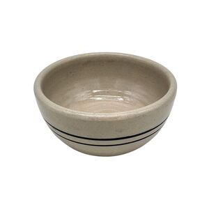 Vintage Marshall Pottery Tan Cobalt Striped Soup Cereal Bowl Signed EJ Humphries